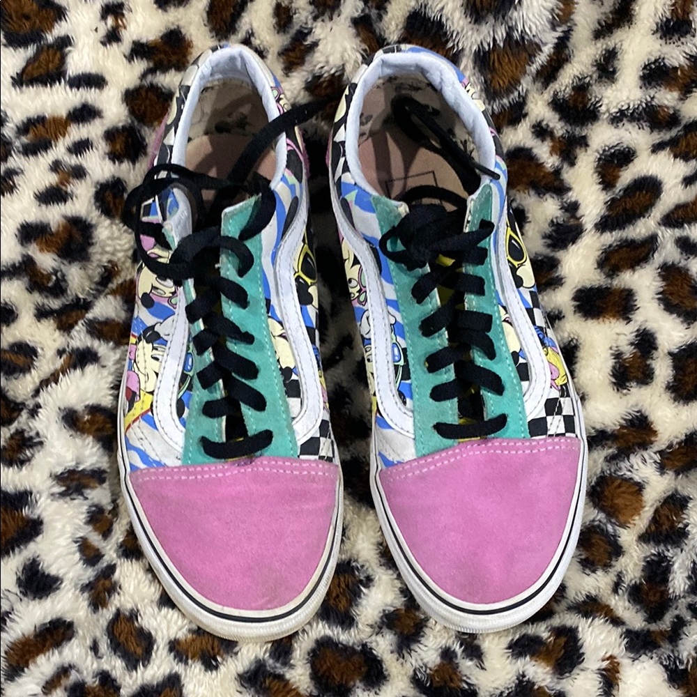 Colorful Disney Vans Sneakers with Pink and Blue Accents